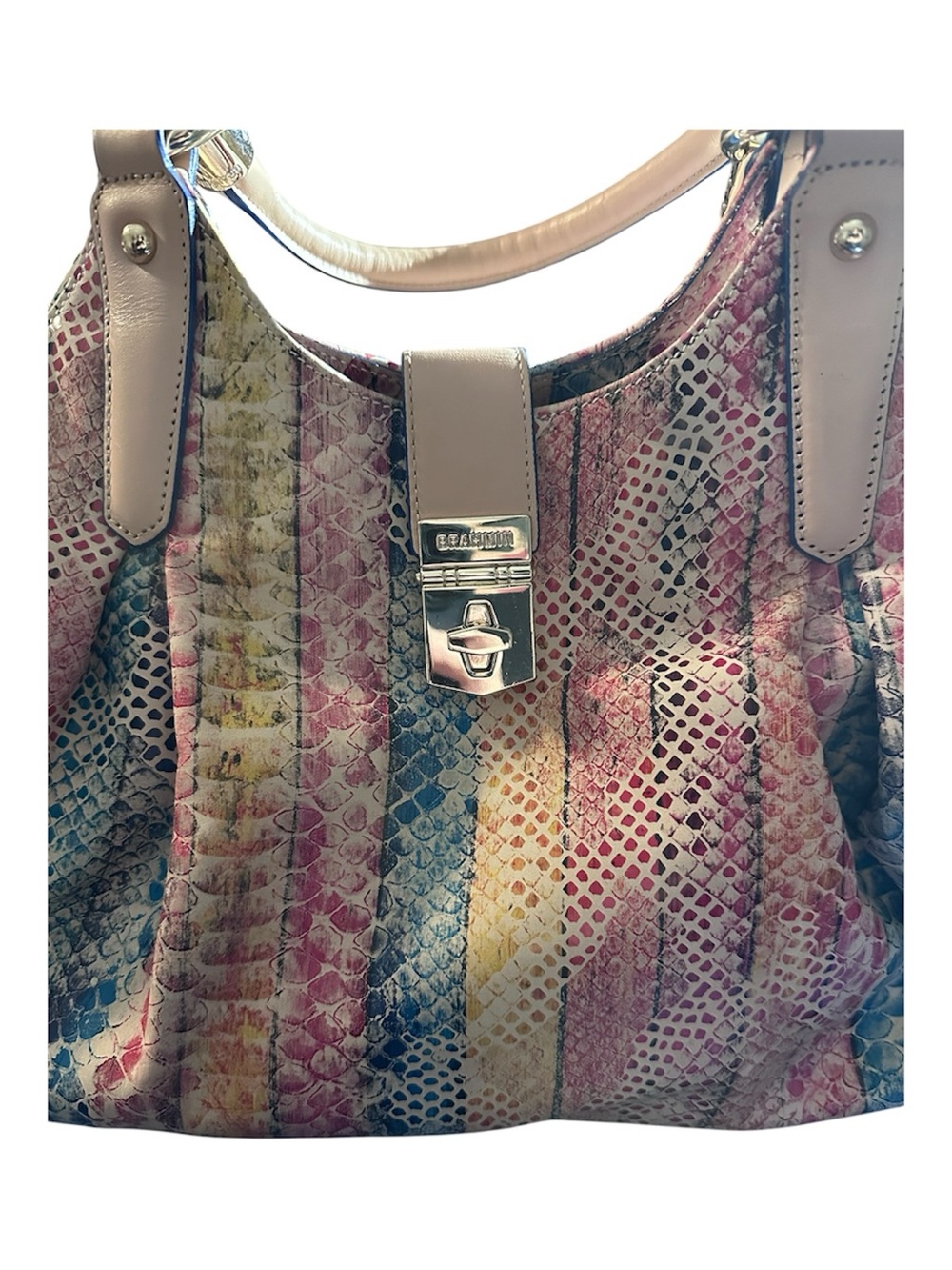 Elisa Multi-Color Snake-Print Leather Tote Bag by Brahmin - Picture 5 of 16